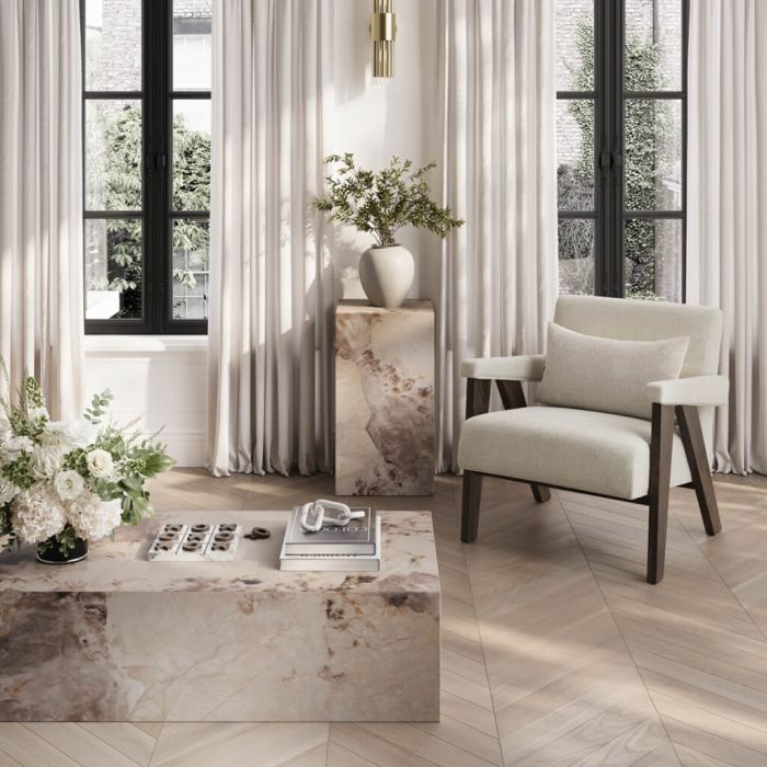 AVELON Velvet Armchair - Milk and Chocolate