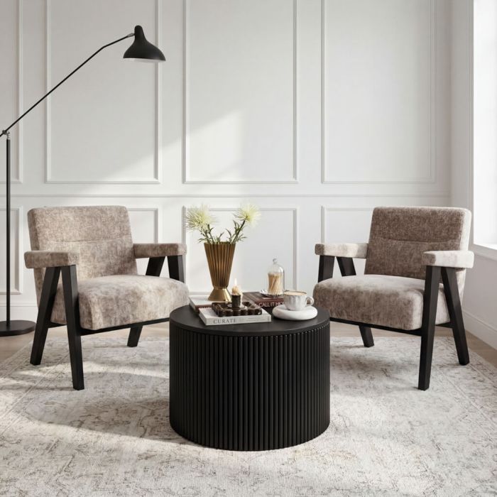 AVELON Velvet Armchair - Tuscan and Black
