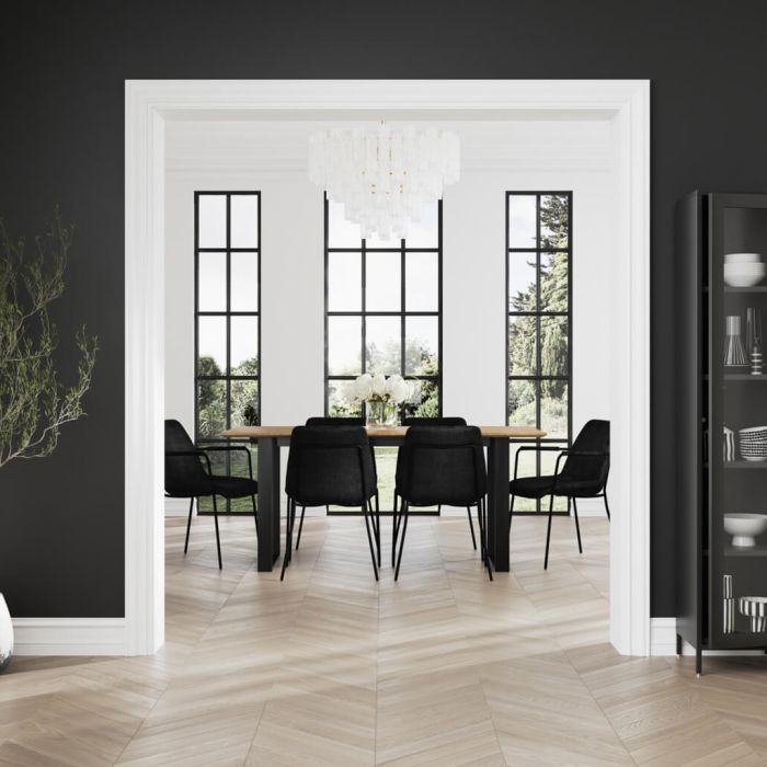 ANTIVA Dining Table Set with 4 Chairs with Arms - Black
