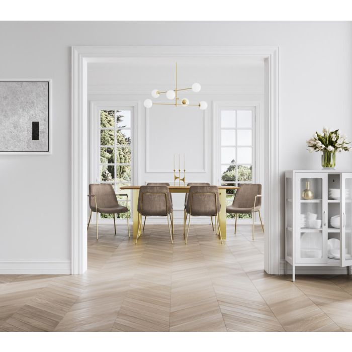 ANTIVA Dining Table Set with 4 Chairs with Arms - Gold and Taupe