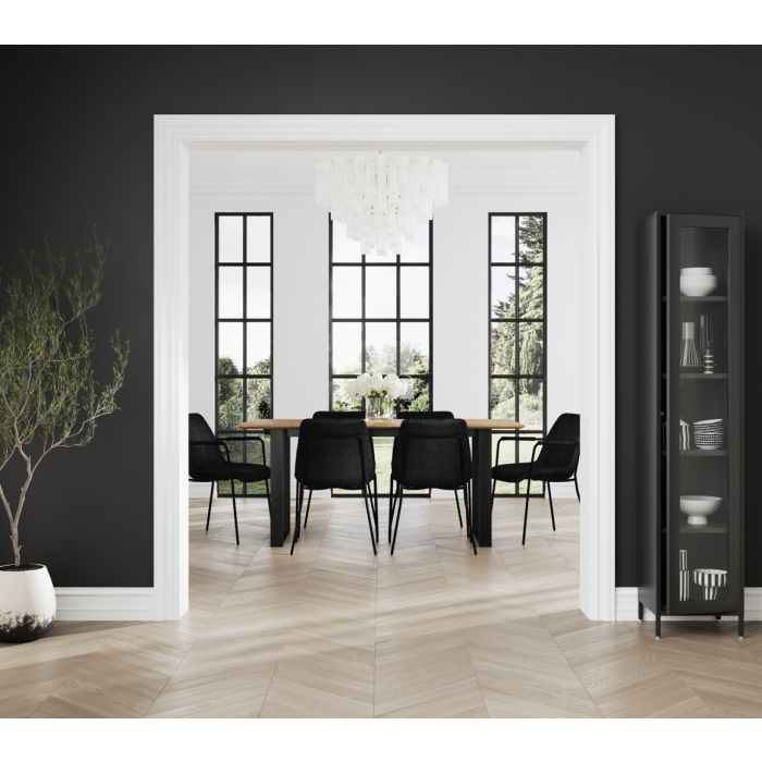 CARVEN Velvet Dining Chair with Arms Set of 2 - Black