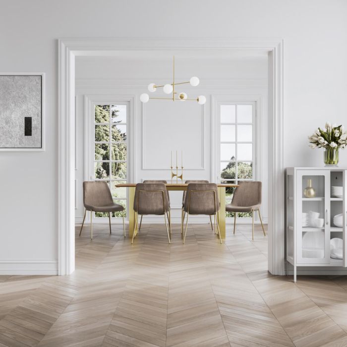 CARVEN Velvet Dining Chair Set of 2 - Taupe and Gold