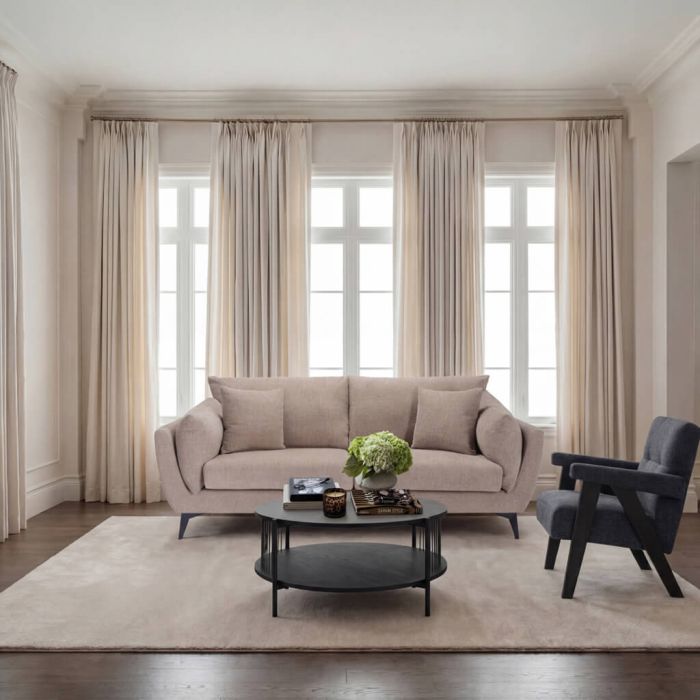 CAVERTON Chenille 3 Seater Sofa - Taupe