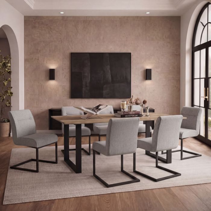 CLARIDGE Tweed Dining Chair Set of 2 - Smoked Pearl and Black