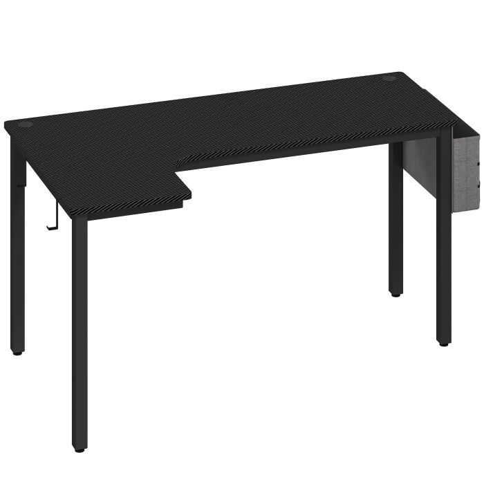 HERON L Shaped Computer Gaming Desk with Fabric Bag Black
