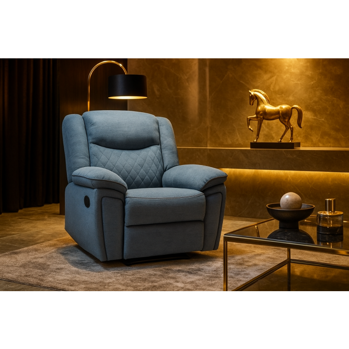 ELMYRA Fabric Single Recliner Sofa - Grey