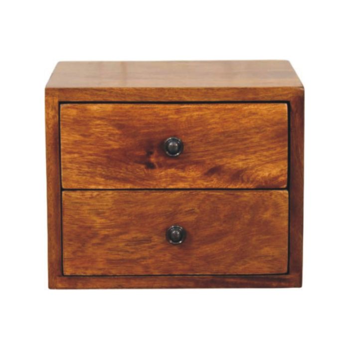 ASSISI 2-Drawer Chestnut Wall Mounted Nightstand, Ready Assembled