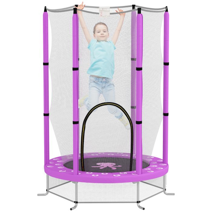 AIVAGO 4.6ft Toddler Trampoline w, Safety Enclosure Net Purple