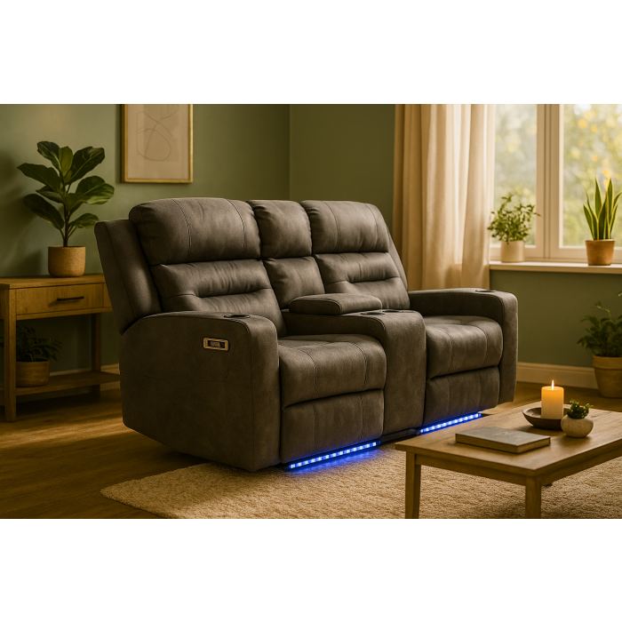 LOVIRI Fabric 2 Seater Electric Recliner Sofa - Grey