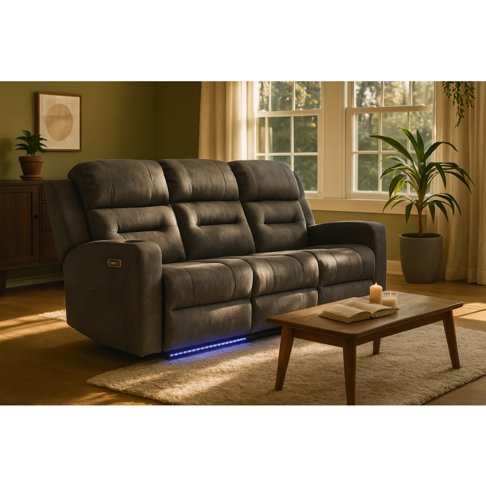 LOVIRI Fabric 3 Seater Electric Recliner Sofa - Grey