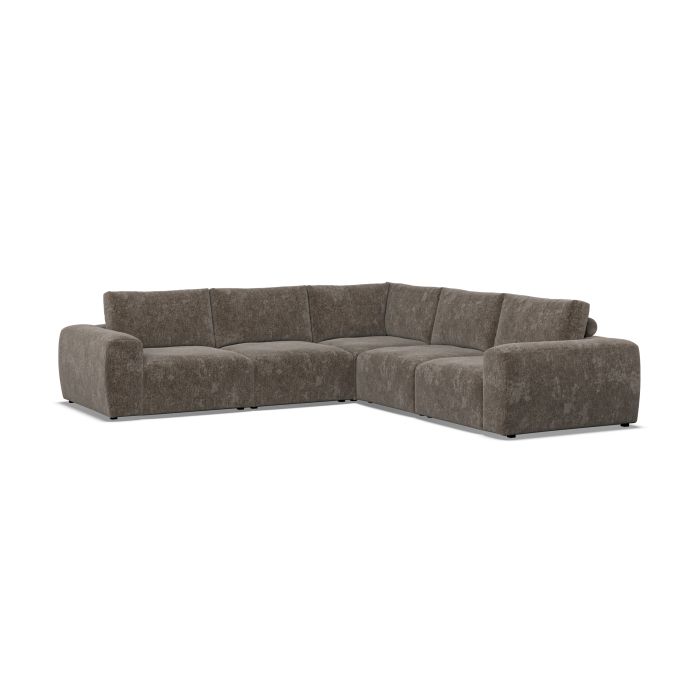 Corner Sofa - GRAZ Fabric 5 Seater Left Hand Facing - Mocca