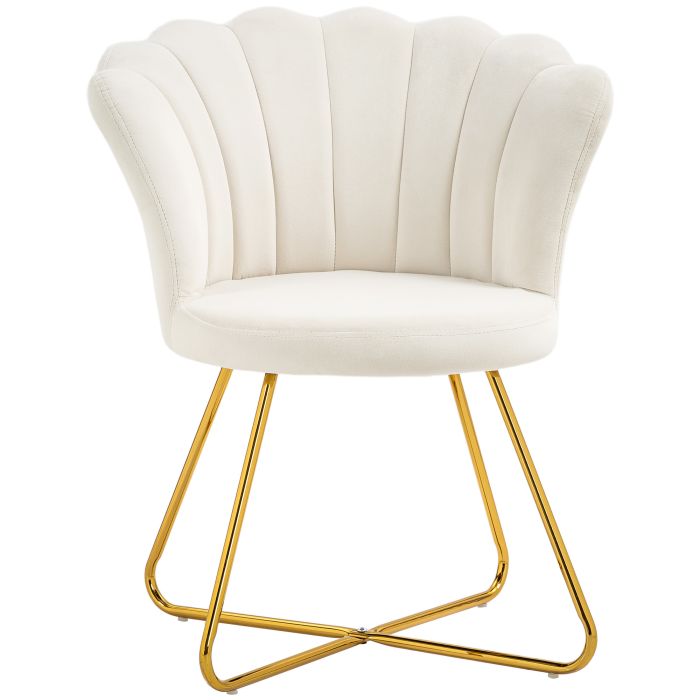HERON Velvet Feel Lotus Petal Accent Chair Cream