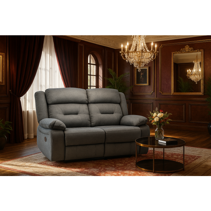 NAVONE Fabric 2 Seater Recliner Sofa - Grey