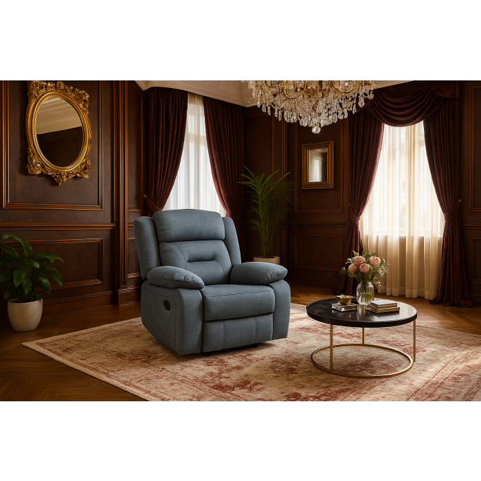 NAVONE Fabric Single Recliner Sofa - Grey