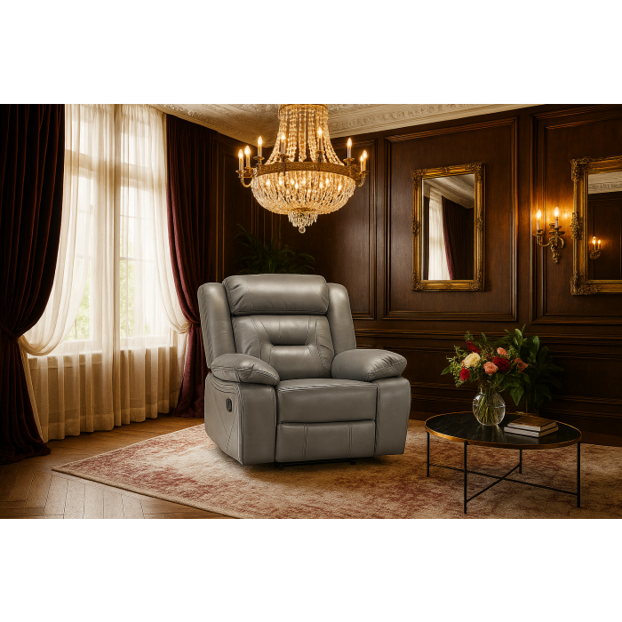 NAVONE Leather Single Recliner Sofa - Grey