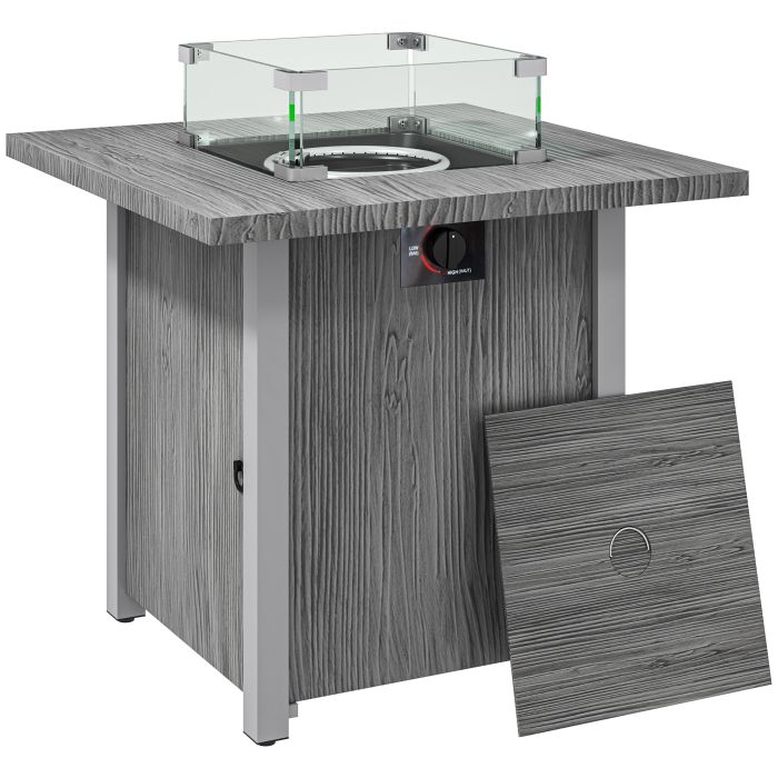 SUNVISTA 50000 BTU Gas Fire Pit Table with Cover Dark Grey
