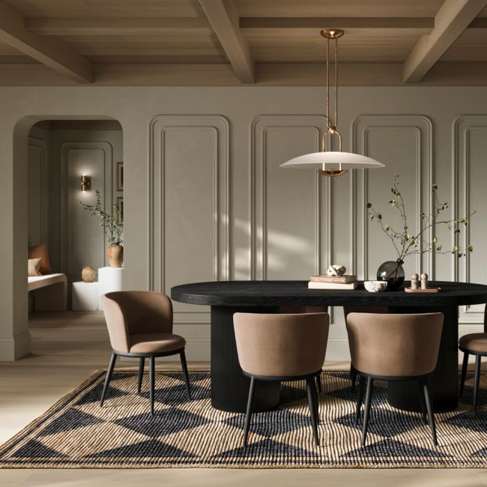 ROSAVELLE Dining Table Set with 4 Chairs - Black and Mole