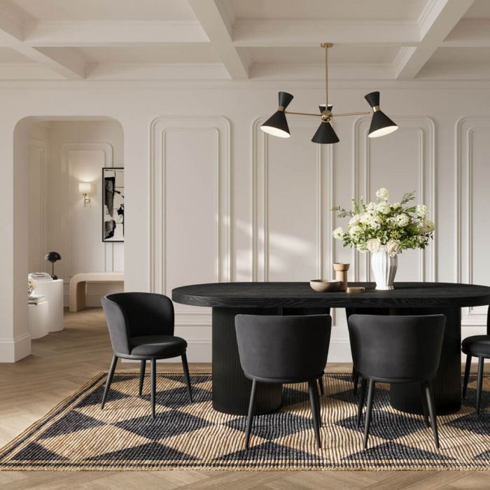 ROSAVELLE Dining Table Set with 6 Chairs - Black
