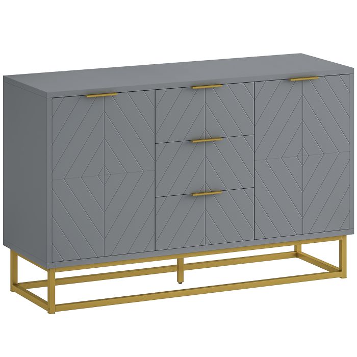 HERON Sideboard with 3 Drawers and Adjustable Shelves Grey