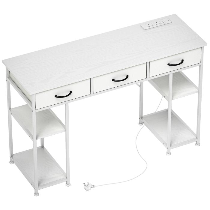 HERON Computer Desk with Power Outlets Office Desk White