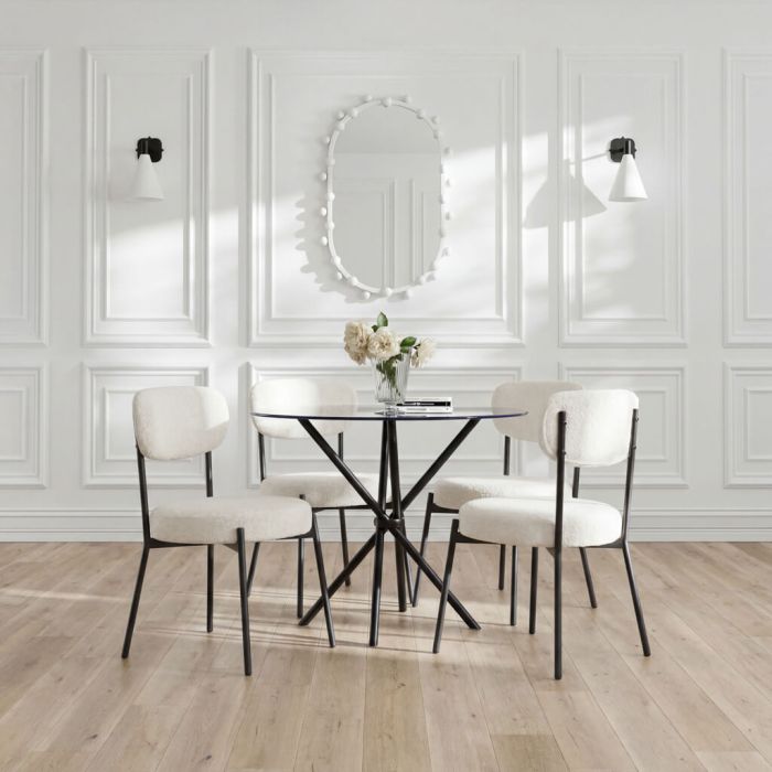 CASORA Dining Table Set with 4 Chairs - Black and Ivory