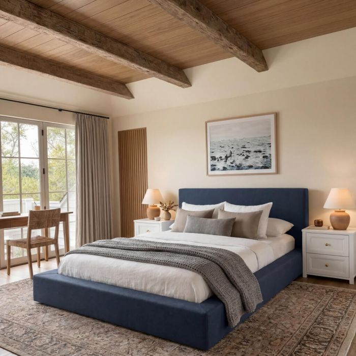 MAYFAIR Kingsize Fabric Bedframe - Ink Blue