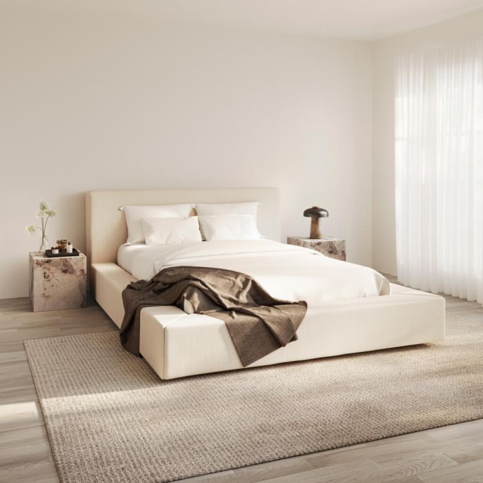 MAYFAIR Kingsize Fabric Bedframe - White Clay