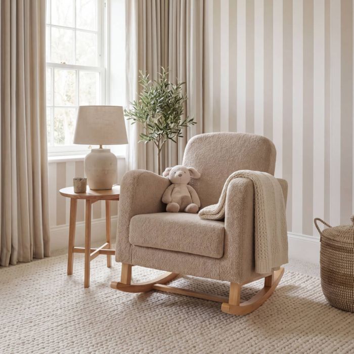 SERENZA Teddy Fabric Nursing Chair - Biscuit