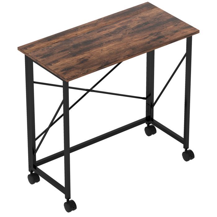 HERON 80 cm Folding Desk on Wheels Rustic Brown