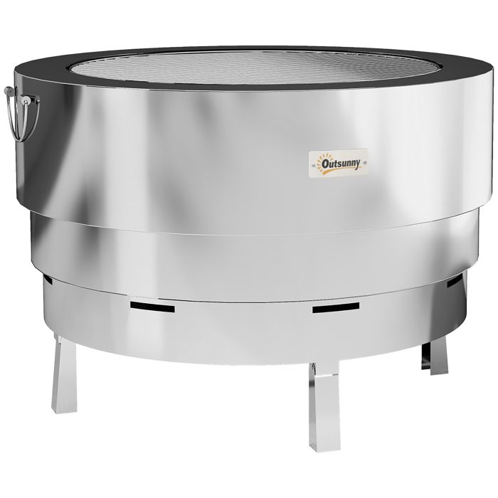 SUNVISTA Stainless Steel Wood burning Fire Pit Silver