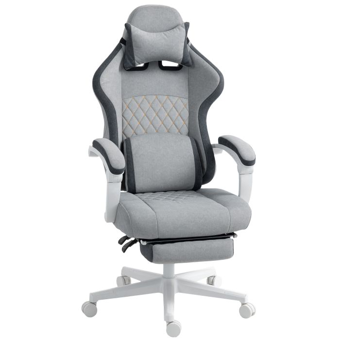 HERON Ergonomic High Back Gaming Chair for Adults Printed Velvet Computer Recliner Grey