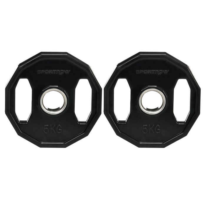 SPORTEDGE Olympic Weight Plates Set 2x5kg Metal Rubber Bumper Black