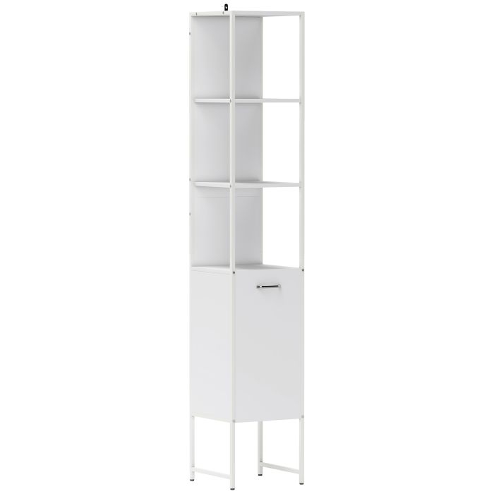 HERON Tall Bathroom Cabinet with Open Shelves White