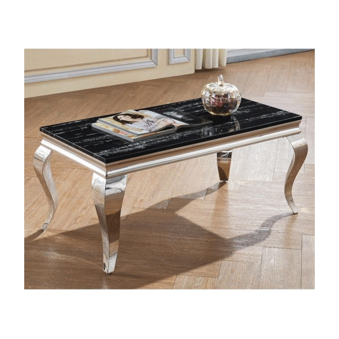 Kendal Marble Coffee Table with Stainless Steel Base - Natural Stone