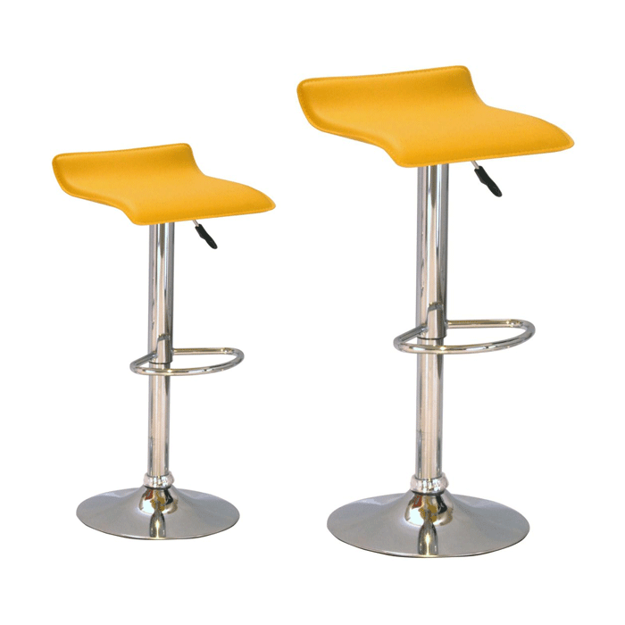 Salford Chrome Bar Stool Pair with Adjustable Features - Orange