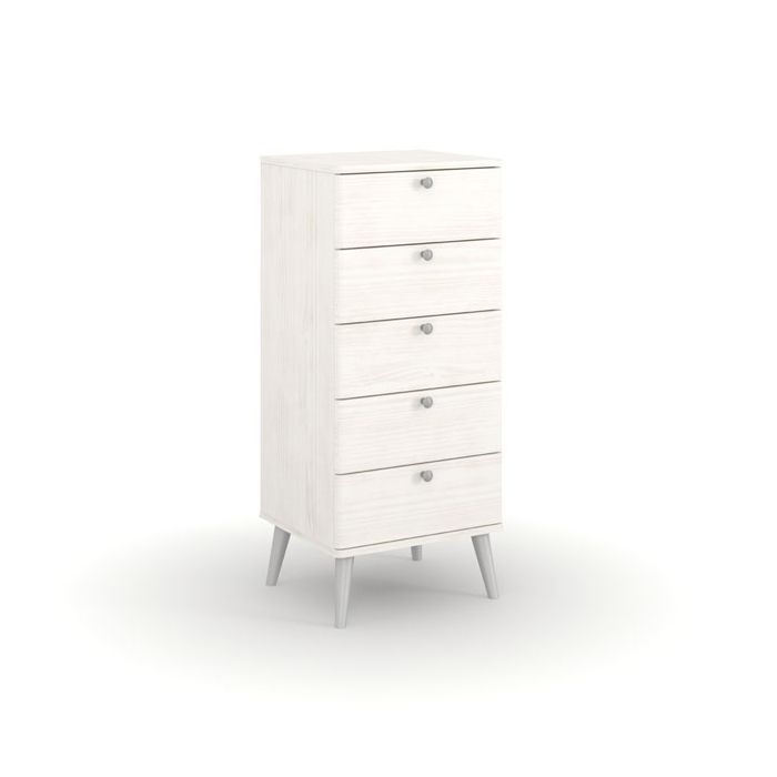 White Chest of Drawers - SIMI Tallboy Small Chest 5 Drawers