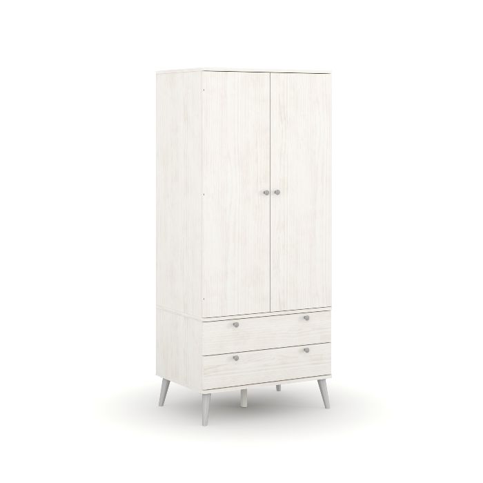 Wardrobe - AGNITE 2 Door Wardrobe White 76.5cm