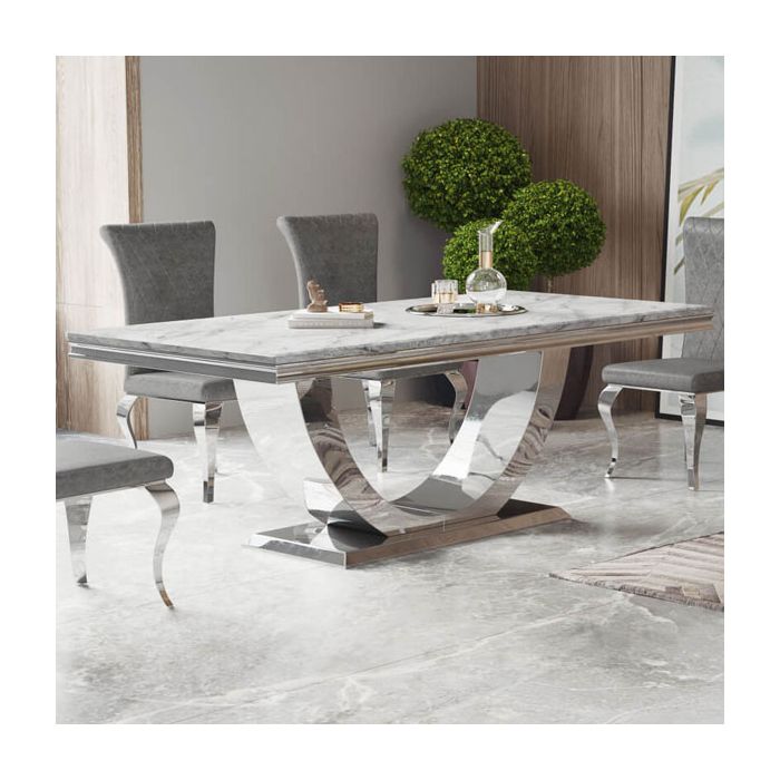Bellissimo Dining Table with Stainless Steel Base - Marble Effect