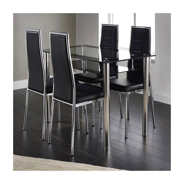Maldon Dining Table in Chrome and Black