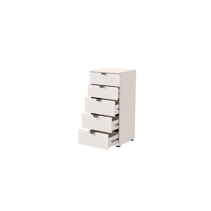 HIGHAM White Chest of Drawers - Tallboy, Medium-sized, 5 Drawers