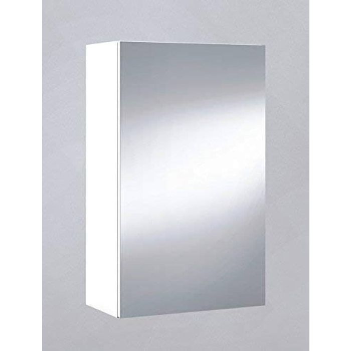 Marvinova 400mm White And Mirrored 1 Door Wall Mounted Bathroom Cabinet - White