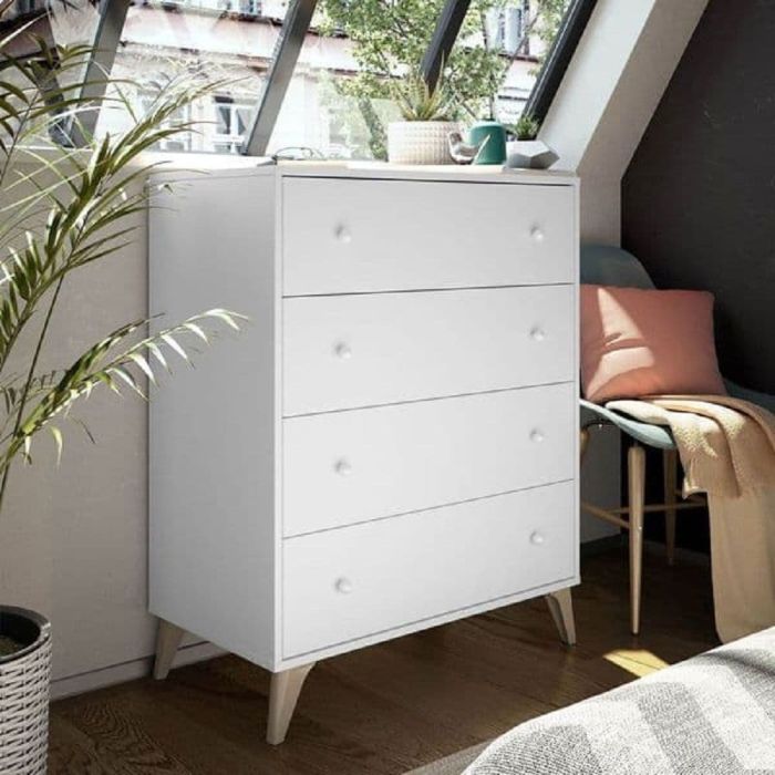 MESH White Chest of Drawers - Medium-sized, 4 Drawers