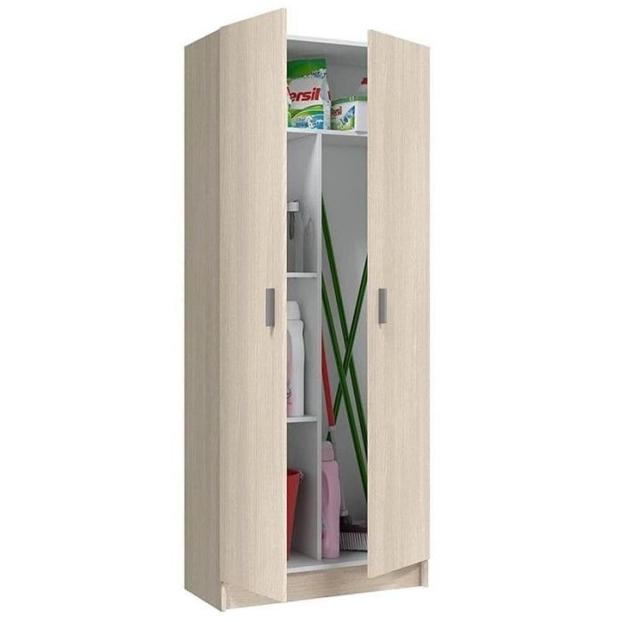 Hudsonique Tall Oak Effect 2 Door Utility Universal Storage Cupboard - Oak