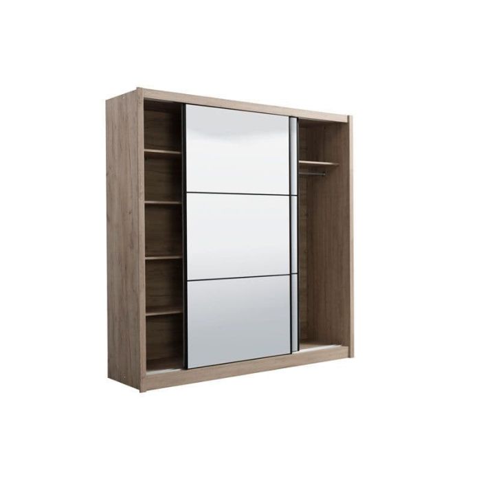 Sliding Wardrobe - NEMISH 2 Door Mirrored Wardrobe Artisan Oak Effect 213cm