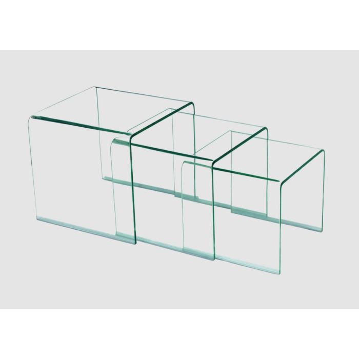 Rochford Clear Glass Nest of 3 Tables - Square