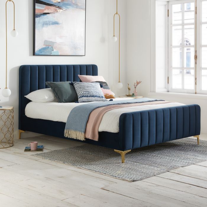 NOEN Kingsize Fabric Bedframe - Midnight Blue