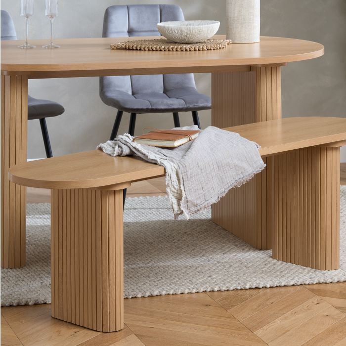 AUREN Fluted Dining Bench - Oak