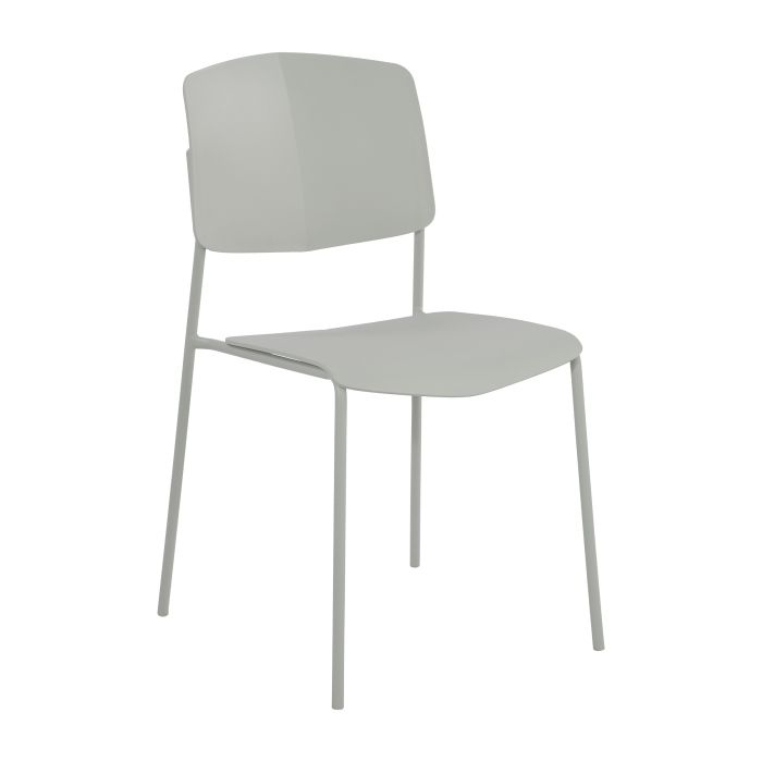 LUMO Set of 2 Plastic Kitchen Chairs with Back - Light Grey