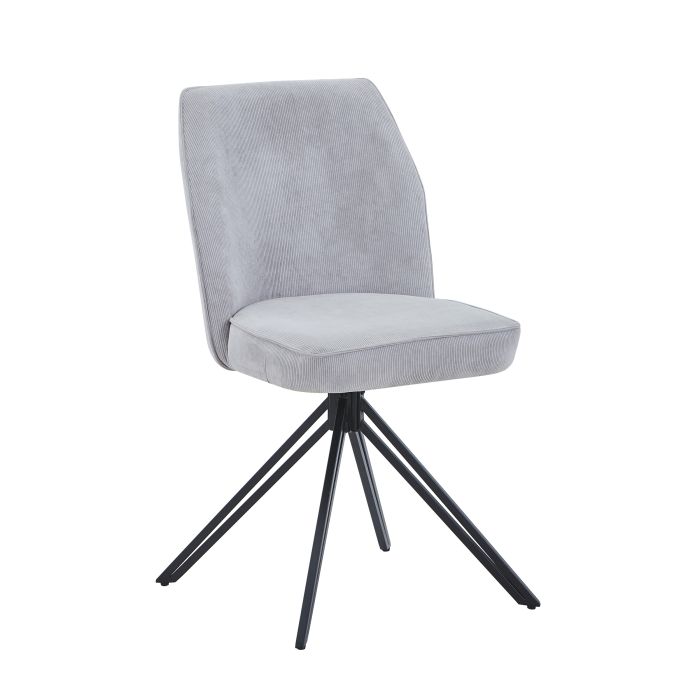 ZYRA Set of 2 Fabric Swivel Dining Chairs - Grey and Black
