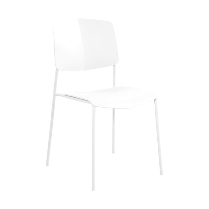 LUMO Set of 2 Plastic Kitchen Chairs with Back - White
